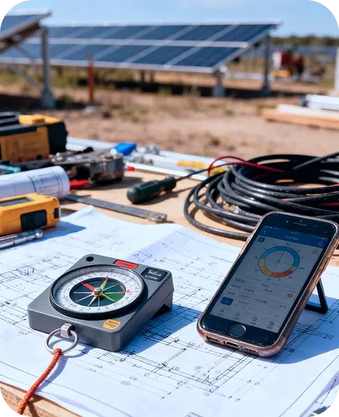 Using compass for solar panel orientation