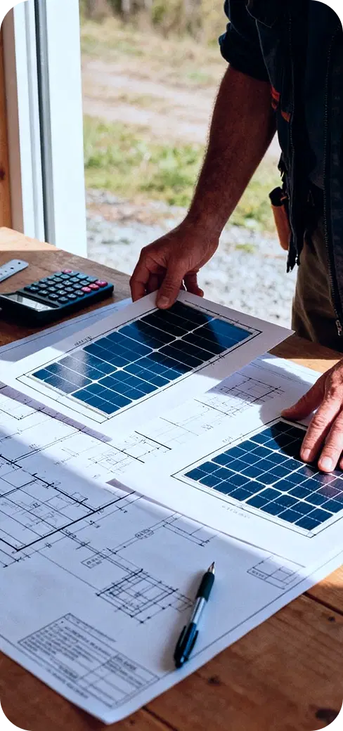 Professional measuring solar panel installation